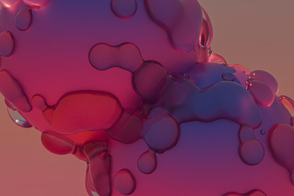 A close up of a pink and purple object