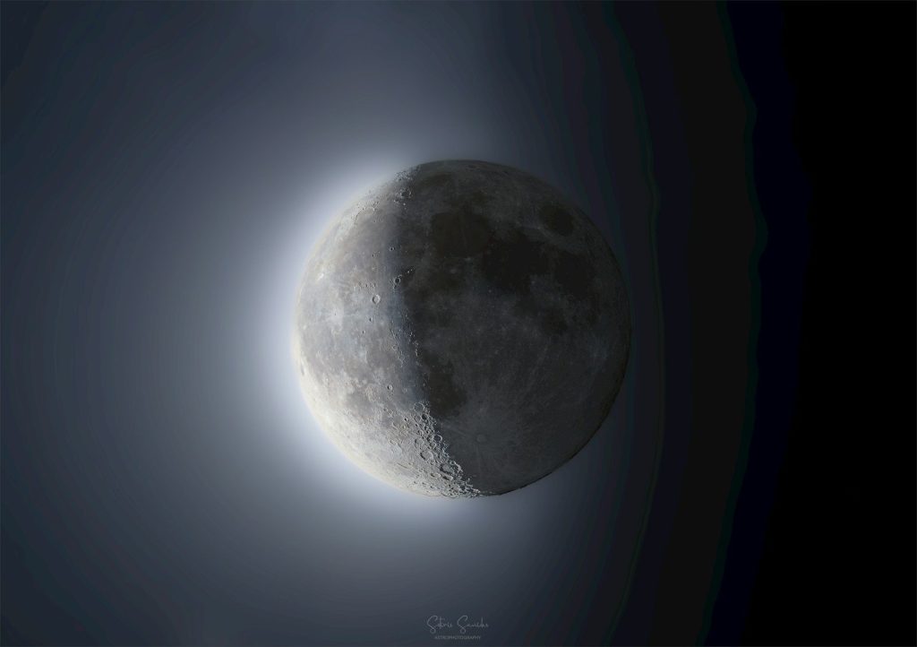 The moon glowing with a bright halo