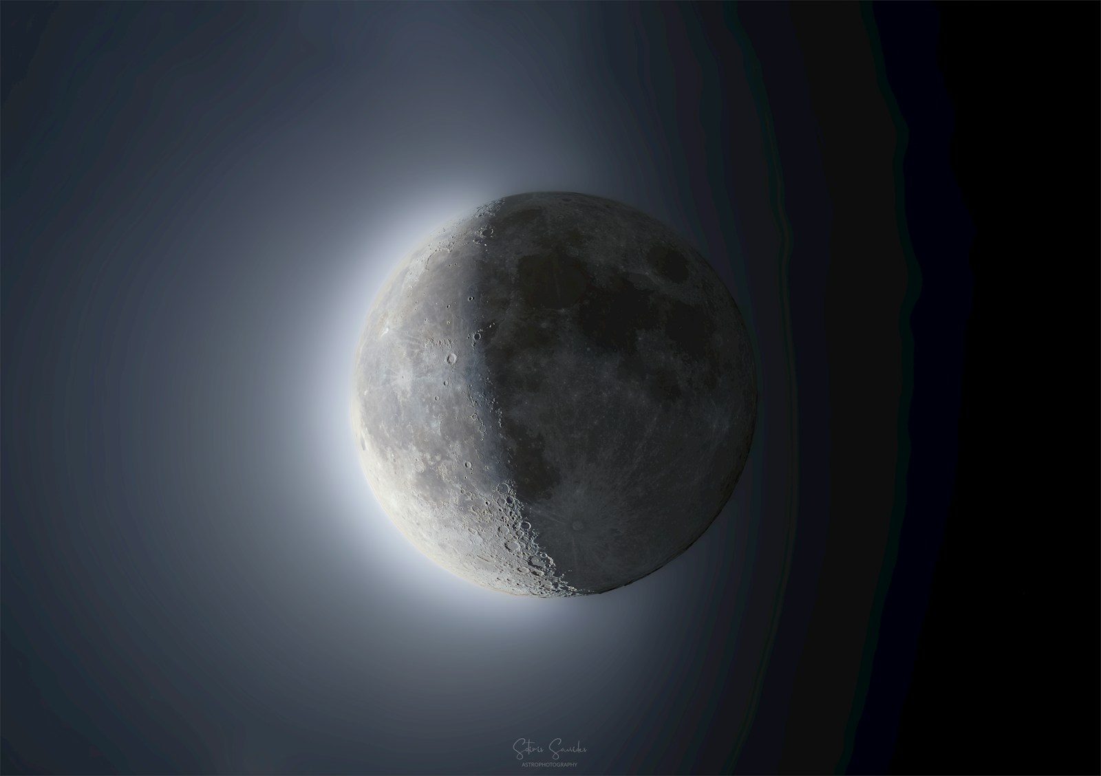 The moon glowing with a bright halo
