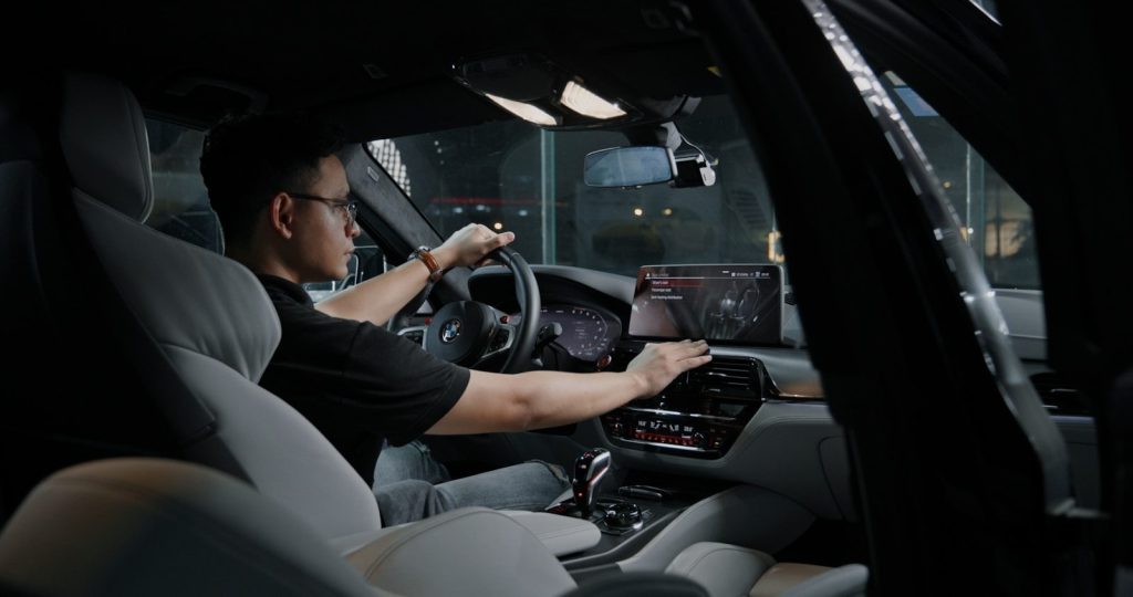 a person driving a car