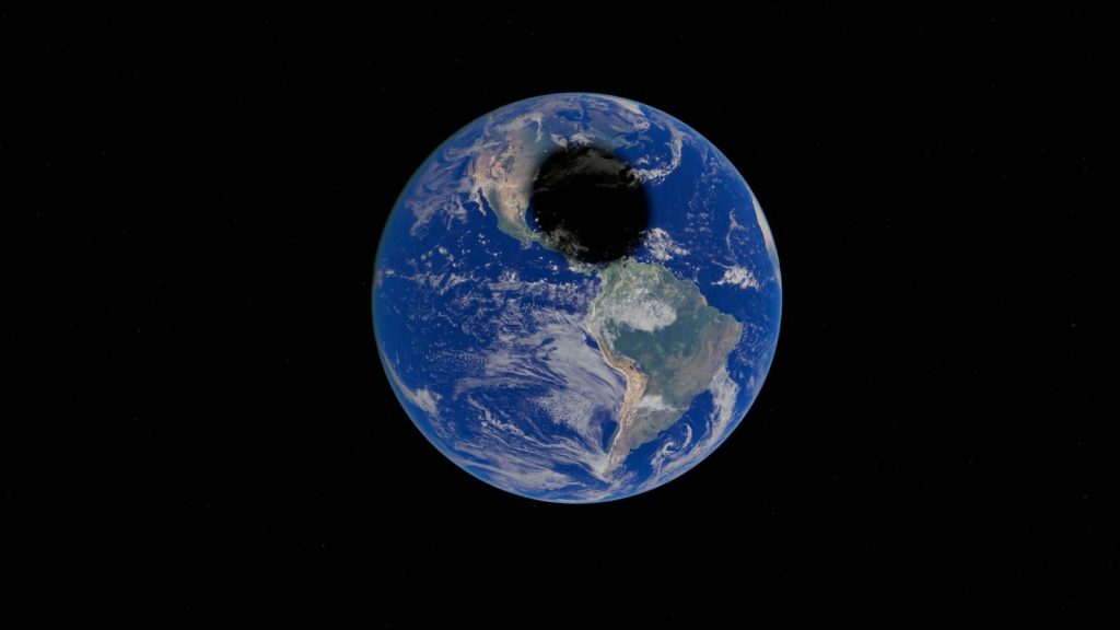 Captivating image of Earth experiencing a solar eclipse as seen from space, showcasing natural beauty.