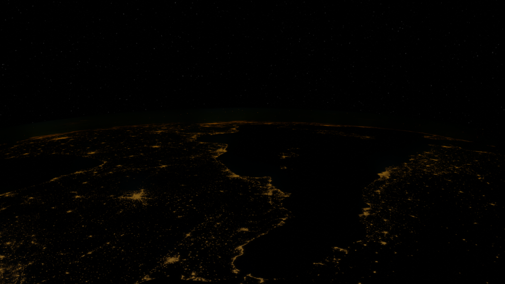 Stunning aerial view of Earth's city lights illuminating the darkness of space.