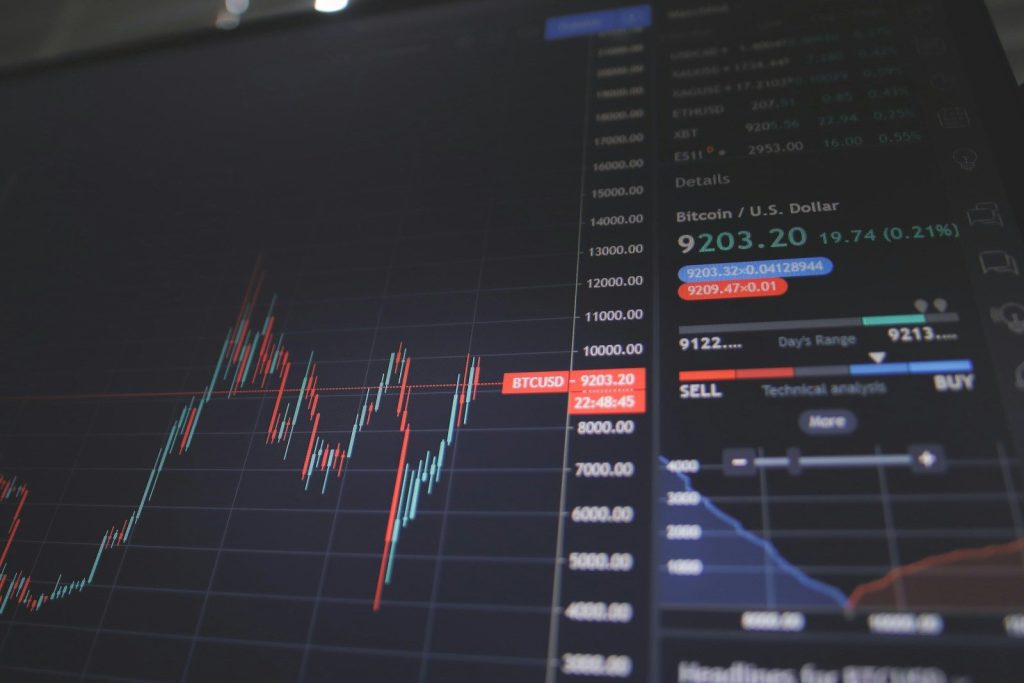 screen showing bitcoin trading chart
