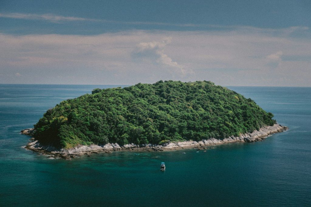bird's eye view photo of island