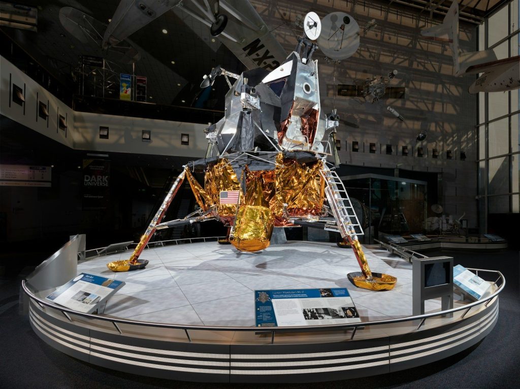 Lunar module on display in a museum
